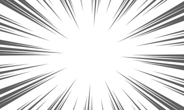 Vektör manga hız çizgisi arka plan, radyal patlama anime çerçeve, çizgi roman dokusu süper kahraman tasarımı.
