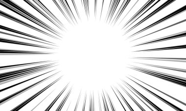 Komik yarım ton çizgileri. Anime odağı beyaz arkaplanda izole edilmiş. Radyal desen. Süper kahraman dokusu. Vektör illüstrasyonu