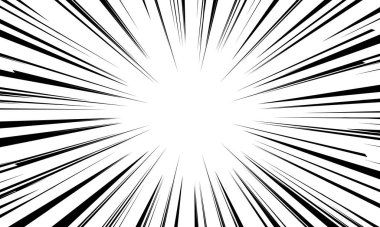 Çizgi romandaki siyah beyaz çizgiler. Manga hız çerçevesi. Vektör illüstrasyonu.