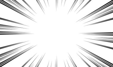 Çizgi roman ve manga hız çizgisi geçmişi. Süper kahraman hareketi, patlama geçmişi. Vektör illüstrasyonu