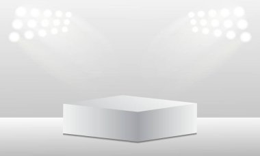 Arka planda basit 3D podyum, Minimalist stil, Ürün sergisi, Mockup sunumu. Vektör illüstrasyonu