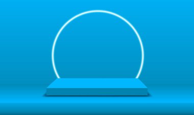 Geometrik ürünlerle 3D podyum minimal sahne. Ürünleri göstermek için sahne. 3d podyum ürün oluşturma arkaplanı