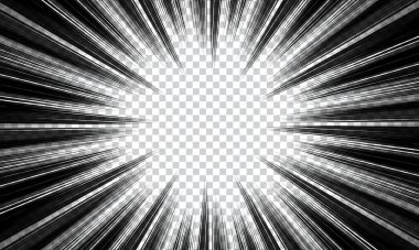 Şeffaf arkaplan üzerine komik konsantrasyon çizgileri.