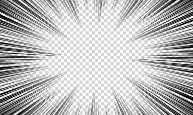 Çizgi roman tarzında yoğunlaşmış çizgiler. Arkaplan materyali. Siyah ve beyaz vektör çizimi