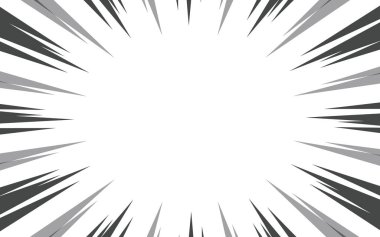 Çizgi roman pop tarzında patlama. Toplama çizgileri arka plan. Beyaz arkaplanda yarım ton izole edilmiş boş düzen şablonu.