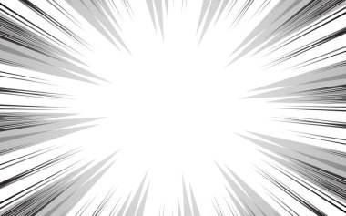 Beyaz arkaplan üzerinde çizgi roman etkisi olarak hız çizgileri.