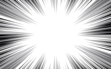 Manga eylem çerçevesi radyal çizgileri hızlandırıyor beyaz arkaplan üzerinde izole edilmiş soyut patlama şablonu afişi siyah ve beyaz tek renkli vektör retro illüstrasyon çizgi roman elemanları