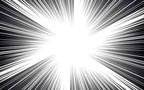 Beyaz arka planda siyah çizgileri olan çizgi roman sayfası. Şimşek patlaması desenli ışın etkisi dokusu. Vektör illüstrasyonu