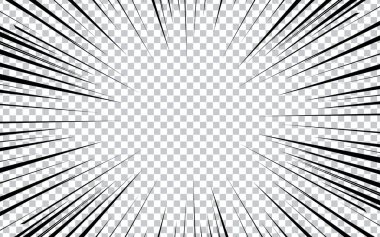 Çizgi romanlar için radikal hız çizgileri. Patlama geçmişi. Vektör illüstrasyonu.