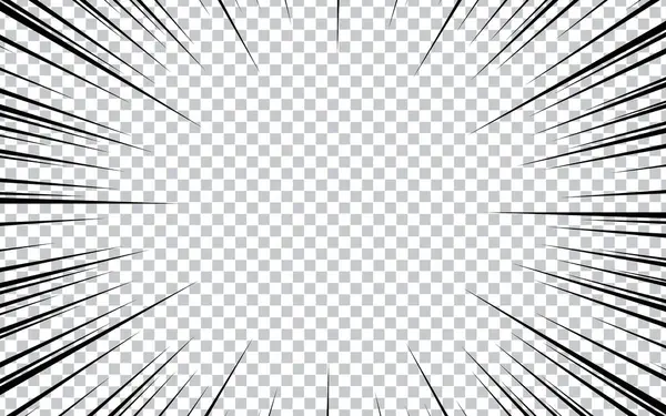 Şeffaf arkaplanda çizgi roman ve manga hız çizgileri. Vektör illüstrasyonu