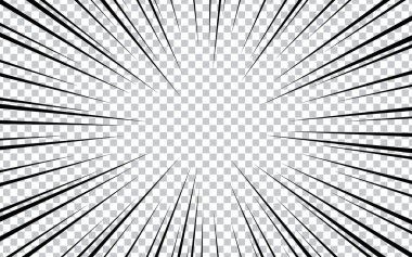 Çizgi roman için radikal çizgiler arkaplanı. Manga hız çerçevesi, süper kahraman hareketi. vektör illüstrasyonu