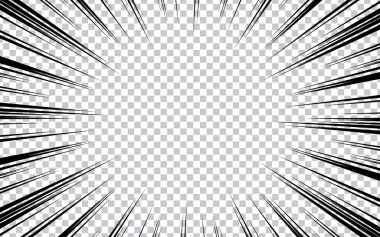 Çizgi romanlar için hız efektli çizgi roman çizgileri. Süper kahraman eylemi, patlama arkaplanı, manga hız çerçevesi.