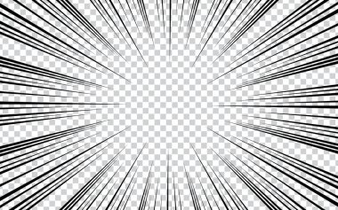 Şeffaf arkaplanda basit konsantrasyon çizgileri çizgi romanı