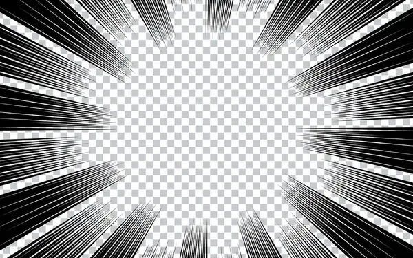 Şeffaf arkaplan üzerine çizgi roman için radikal hız çizgileri. Vektör illüstrasyonu.