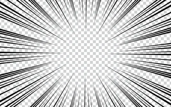 Şeffaf arkaplanda basit konsantrasyon çizgileri çizgi romanı