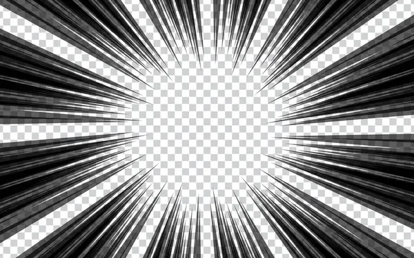 Radyal manga arkaplanı. Hız çizgileri ve yarım ton ses tonu. Anime Ray, poster, afiş, dergi ve kapak için arka planda patladı. Vektör illüstrasyonu