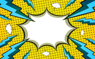 Klasik pop sanatının süper kahraman geçmişi. Konuşma baloncukları ile komik arkaplan