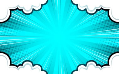 Bulutlu pop sanat arkaplanı. vektör illüstrasyonu