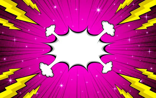 Popüler sanat geçmişi. Konuşma baloncuklu komik desen. Yarım tonluk retro duotone pankart. Vektör illüstrasyonu.