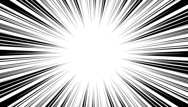 Soyut Siyah-Beyaz Manga Çizgi Romanları Pop Sanat Tasarımı, Radial Hız Çizgileri. Vektör illüstrasyonu.