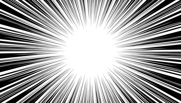 Manga hızı patlama çerçevesi. Radyal anime hız çizgileri. Çizgi romanlar için çarpışma yakınlaştırma etkisi. Radyal çizgi şablonu.