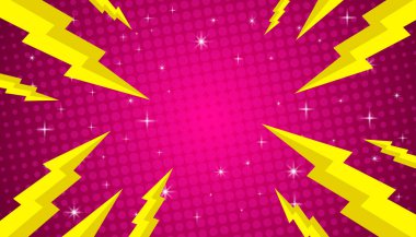 Şimşek flaş illüstrasyonlu komik arkaplan.