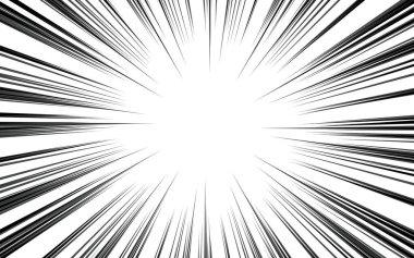 Pop Art çizgi roman tarzı radyal hız çizgileri, monokrom eylem arkaplanı 