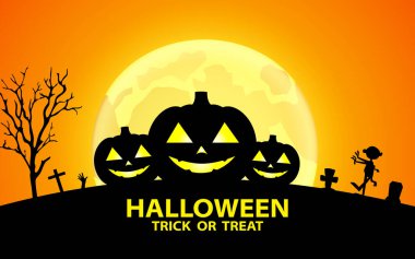 Cadılar Bayramı bayrağınız kutlu olsun ya da balkabaklı parti davetiyesi. Vektör illüstrasyonu.