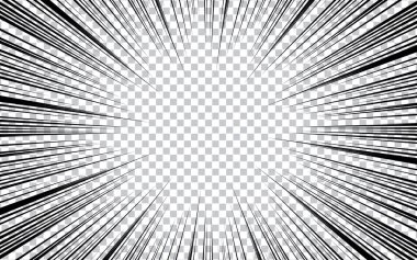 Çizgi romandaki siyah beyaz çizgi. Manga hız çerçevesi.