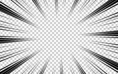 Siyah beyaz çizgi roman ve manga hız çizgisi geçmişi. Vektör illüstrasyon tasarımı.