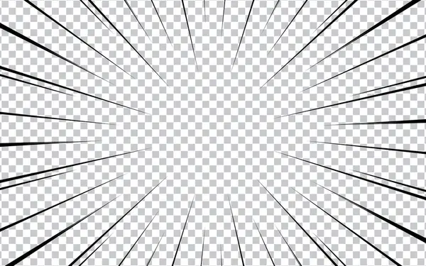 Siyah beyaz çizgi roman arka planında radyal ışınları olan soyut çizgi roman