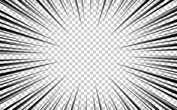 Çizgi roman eylem hattı arkaplanı. Manga hız çerçevesi, süper kahraman hareketi. Vektör illüstrasyonu