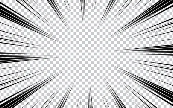 Siyah beyaz çizgi roman ve manga hız çizgisi geçmişi. Vektör illüstrasyon tasarımı.