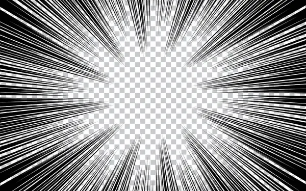 Çizgi roman aksiyon hattı. Hız çizgisi manga çerçevesi. Siyah ve beyaz retro 