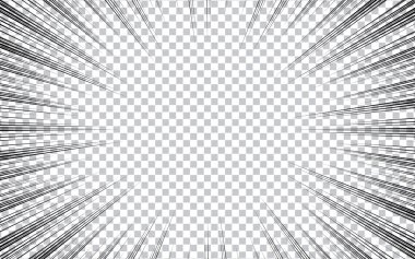 Çizgi romandaki siyah beyaz çizgiler. Manga hız çerçevesi. Vektör illüstrasyonu.