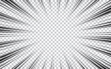 Comic Radial Speed Lines arkaplanı, monokrom grafik efekti. 