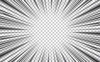 Komik zoom patlaması arka planda siyah beyaz. vektör illüstrasyonu.