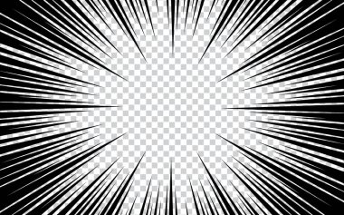 Çizgi romandaki siyah beyaz çizgi. Manga hız çerçevesi.