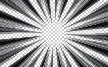Comic Radial Lines arkaplan çizimi, monokrom vektör grafik efekti.