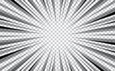 Çizgi romandaki siyah beyaz çizgiler. Manga hız çerçevesi. Süper kahraman hareketi.