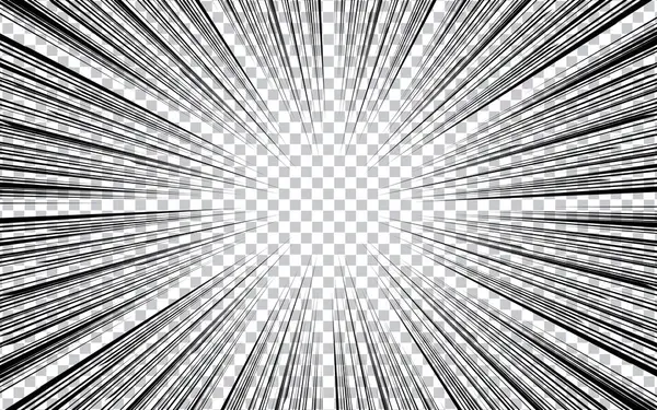 Çizgi roman ve manga hız çizgisi geçmişi. Siyah ve beyaz vektör çizimi.