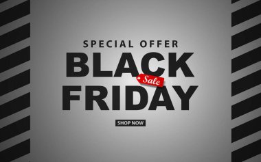 Kara Cuma Satış Afiş Tasarımı Şablonu. Web afişi, poster. Modern Vektör İllüstrasyonu.