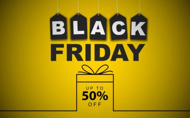 Modern Kara Cuma indirimli web pankartı tasarımı.