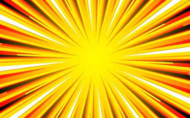 Dergiler, kapaklar, reklamlar, afişler, web siteleri için pop sanat hareket ışınlarına sahip komik arkaplan.