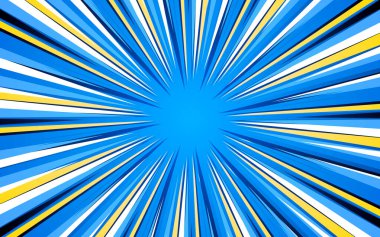 Çizgi film arka planında yarım ton pop tarzı patlama var. Vektör illüstrasyonu.