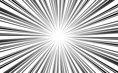 Siyah-beyaz çizgi film tarzı patlama arka plan çizimi. Desenli manga tarzı patlama arkaplanı.