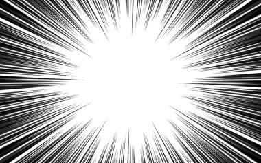 Çizgi Roman Radyasyon Hız Çizgisi Beyaz Arkaplan Efekti. Vektör illüstrasyonu.