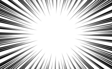 Çizgi roman için hız efektli çizgi roman çizgileri. Siyah ve beyaz patlama arkaplanı.