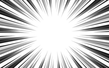 Komik yakınlaştırma patlaması arkaplanı siyah ve beyaz.