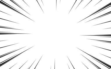 Çizgi romanlar için radikal bir arka plan. Manga hız çerçevesi, süper kahraman hareketi. Siyah ve beyaz vektör çizimi.